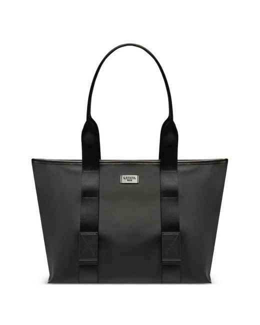 Lancel Black Medium Mistral Rollable Zip Tote Bag