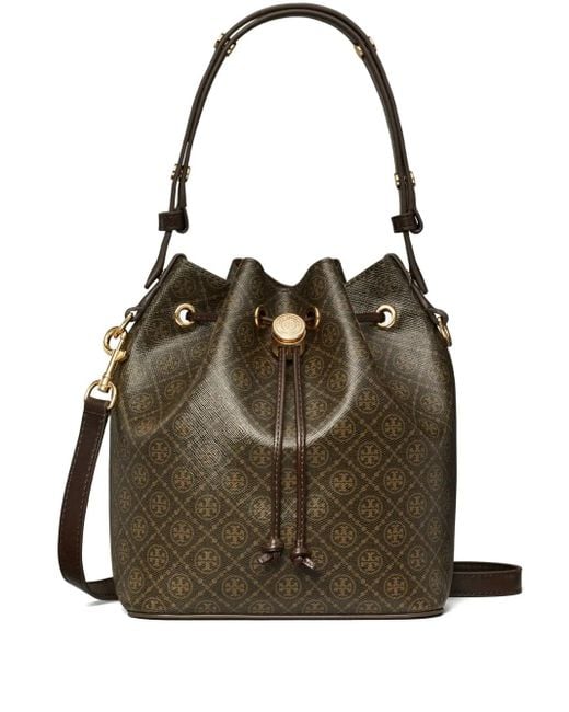 Borsa A Secchiello T Monogram Piccola di Tory Burch in Brown