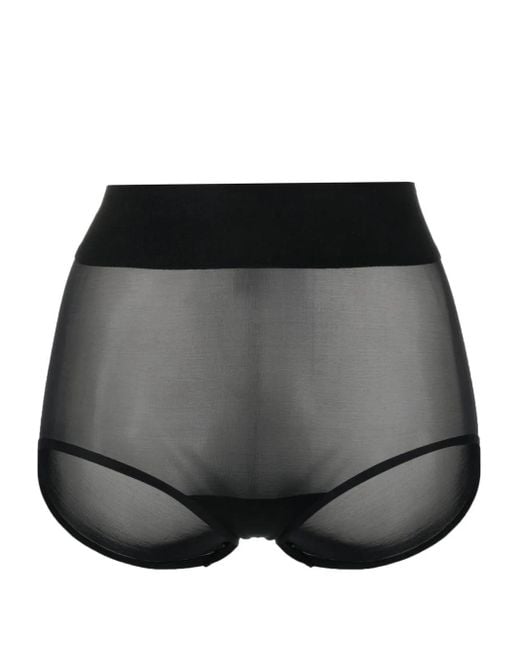 Wolford Black Semi-Sheer Elasticated Briefs