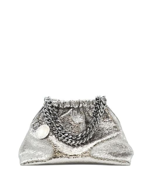 Stella McCartney White Chain-Strap Ruched Clutch Bag