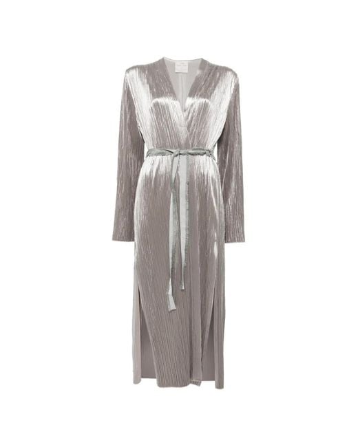Forte_forte Gray Plissé-Effect Belted Coat