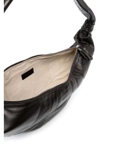Lemaire Black Large Croissant Leather Shoulder Bag for men