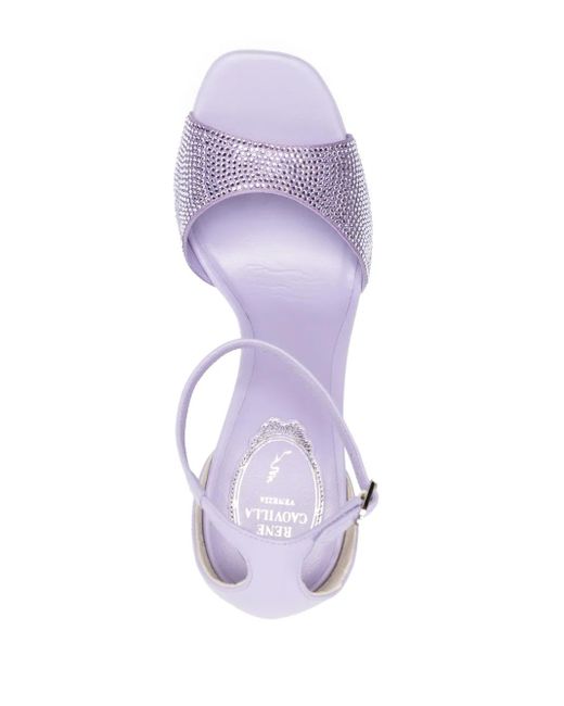 Sandales Ornées De Cristaux 90 Mm À Plateforme Rene Caovilla en coloris Purple
