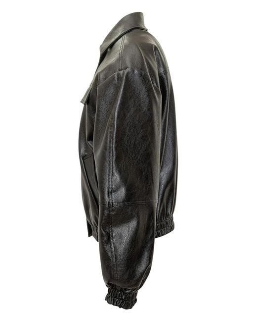 MSGM Black Flap-Pockets Bomber Jacket