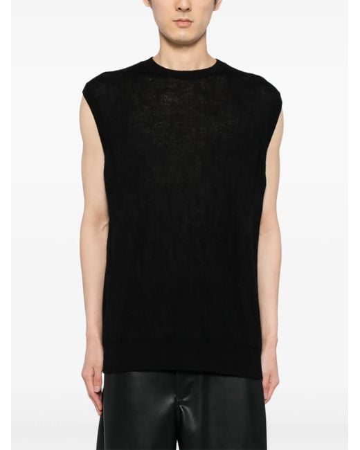 Helmut Lang Black Intarsia-Knit Crew-Neck Vest