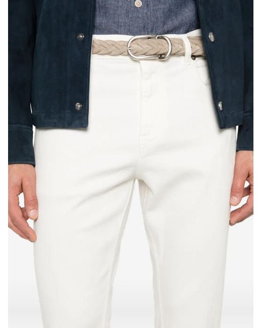 Eleventy White Five-Pocket Trousers for men