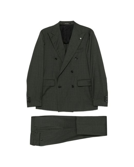 Tagliatore Green Windowpane-Pattern Suit for men