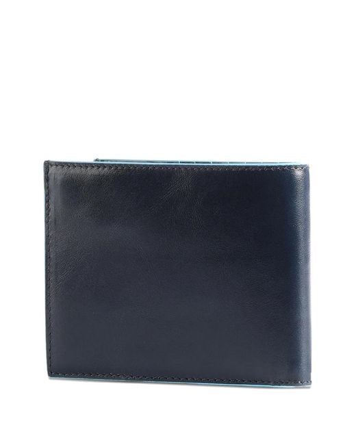 Piquadro Blue Contrast-Trim Bi-Fold Wallet for men