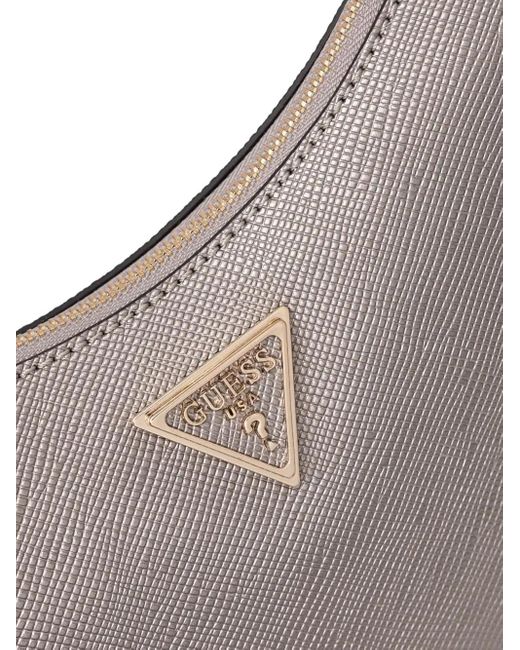 Guess Gray Logo-Plaque Shoulder Bag