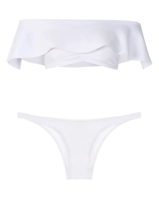 Amir Slama White Off-Shoulder Bikini Set