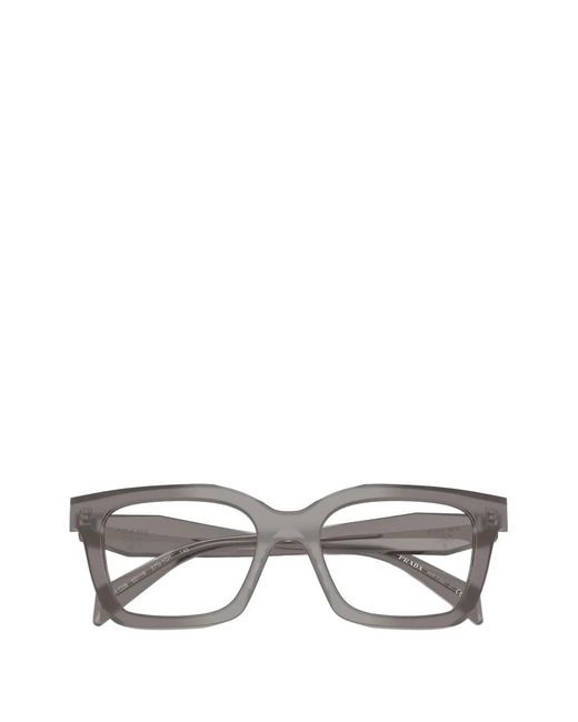 Prada White Brille Mit Eckigem Gestell