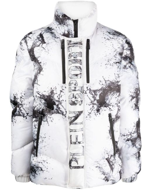 Philipp Plein White Splash Extreme Padded Jacket for men