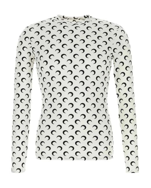 MARINE SERRE White Printed Jersey T-Shirt for men