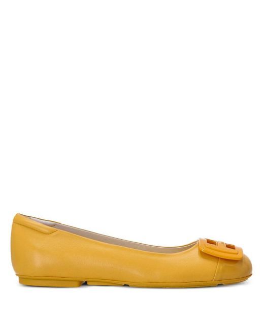 Hogan Orange H661 Patent-leather Ballerina Shoes
