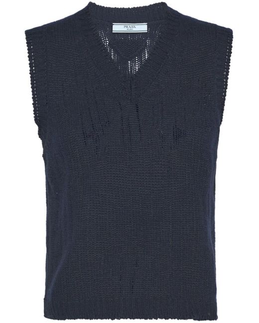 Prada Blue V-neck Cashmere Vest