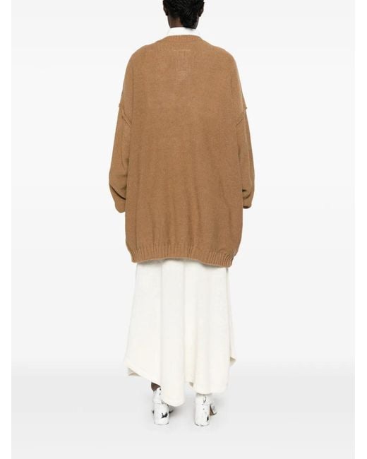 MM6 by Maison Margiela Natural V-Neck Oversized Sweater
