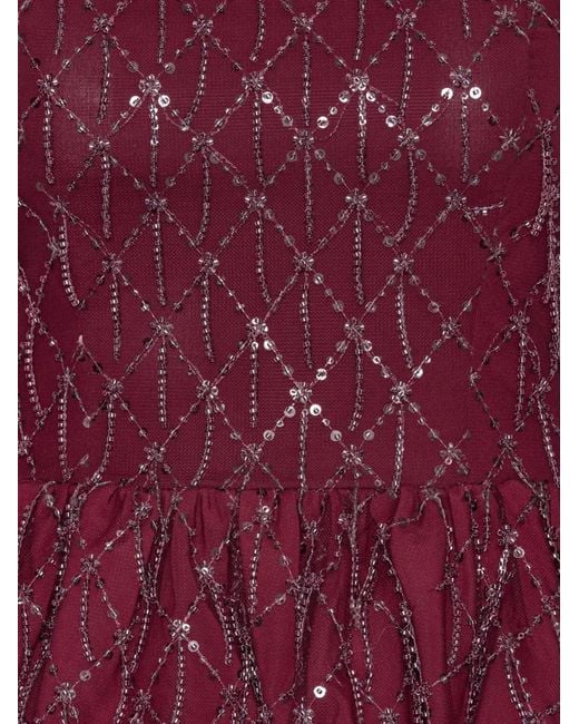ROTATE BIRGER CHRISTENSEN Purple Sequins Bubble Top Dark