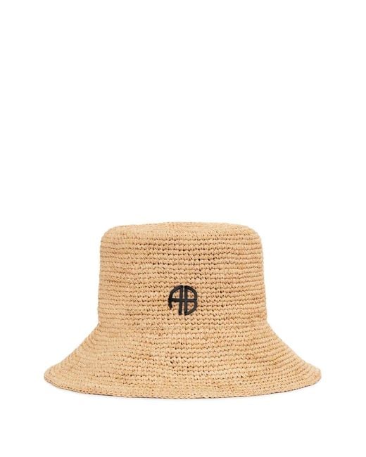 Anine Bing Natural Cabana Logo-Plaque Bucket Hat