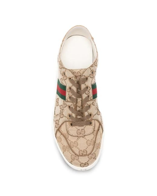 Gucci Natural Gg Supreme Web-Stripe Sneakers