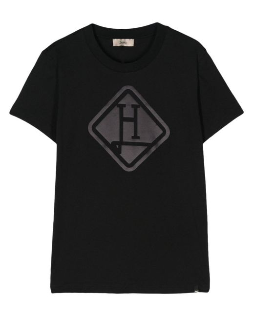 Herno Black Logo-print Cotton T-shirt