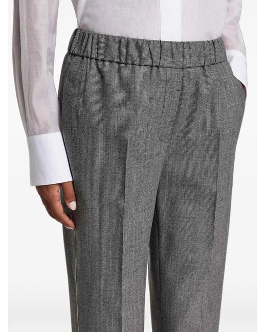 Peserico Gray Elasticated-Waistband Pressed-Crease Trousers