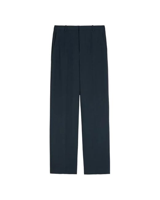 Vince Blue Belt-Loops Pressed-Crease Trousers