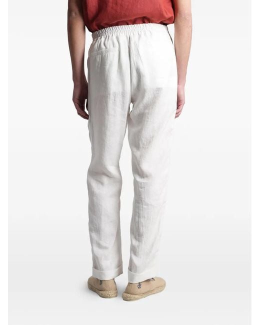 Alpha Studio White Elasticated-Waistband Straight-Leg Trousers for men