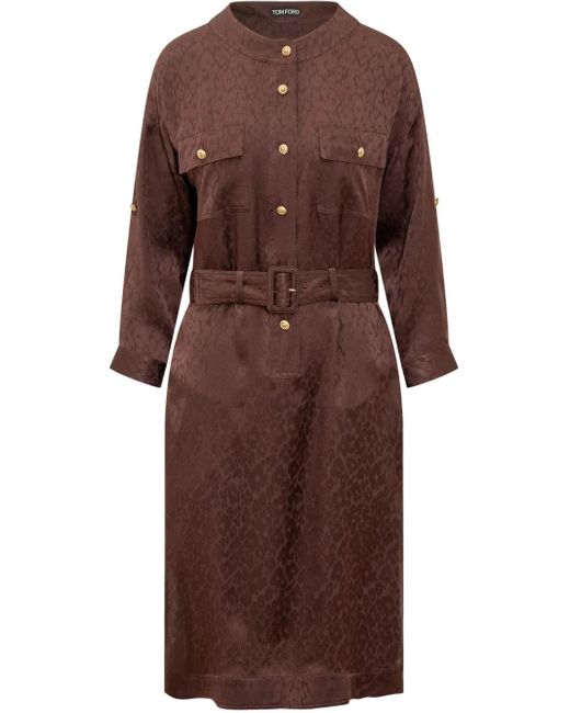 Tom Ford ベルテッド シャツドレス Brown