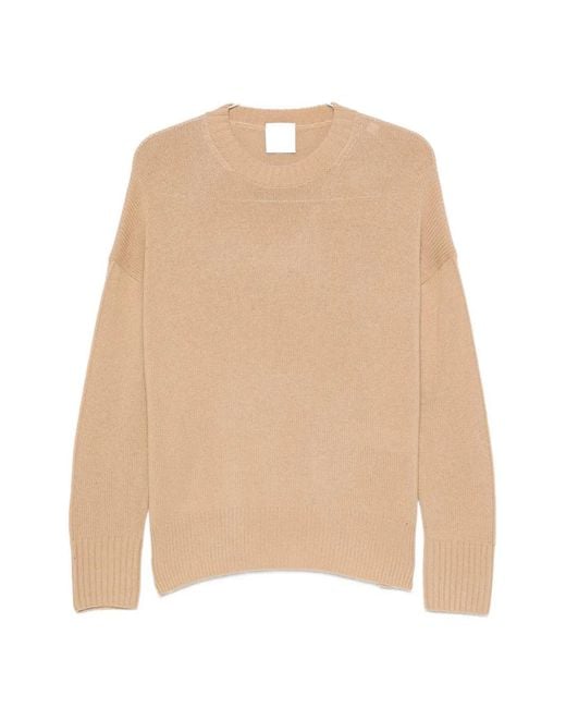 Allude Natural Ribbed-Knit Crew-Neck Sweater