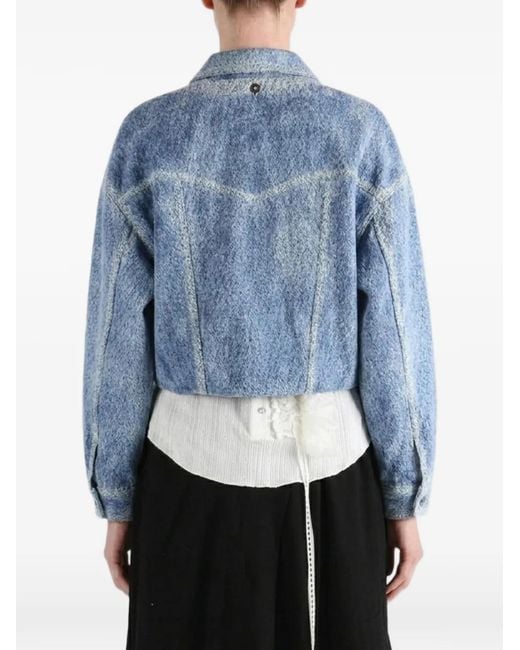 Kiko Kostadinov Blue Acid-Wash Cropped Jacket