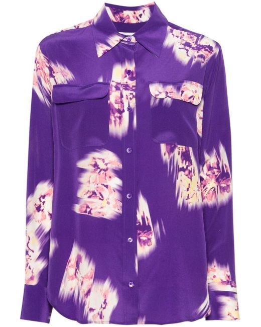 Signature floral-print shirt Equipment de color Purple