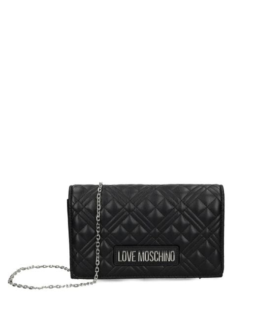 Love Moschino Black Quilted Chain Clutch Bag