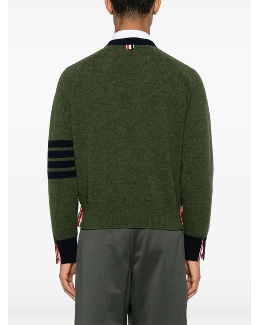 Thom Browne 4-Bar Cardigan Mit V-Ausschnitt in Green für Herren