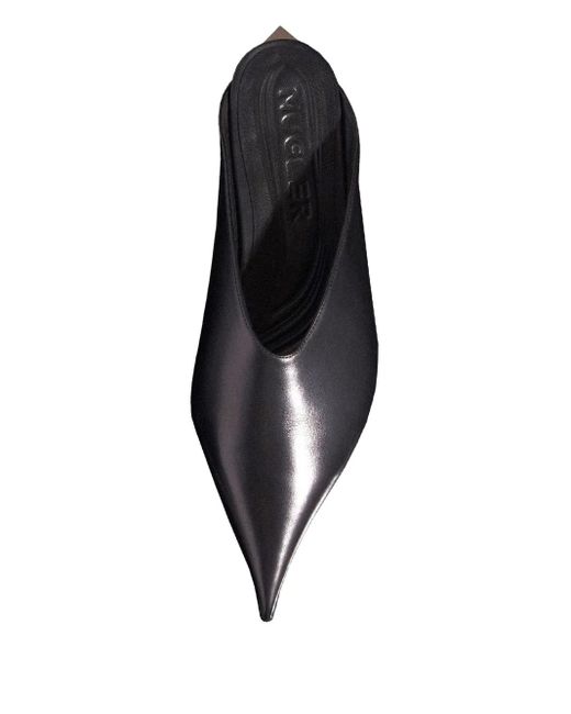 Mugler Black Fang Pointed-Toe Mules