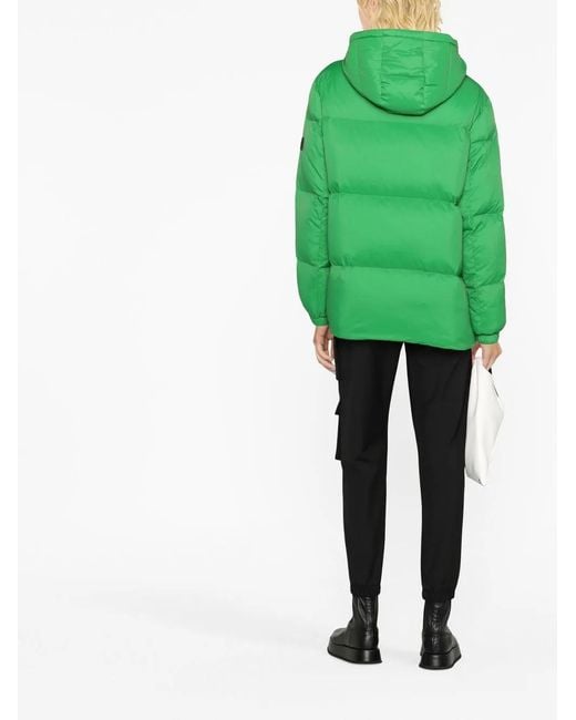 Yves Salomon Green Hooded Down-Padded Jacket