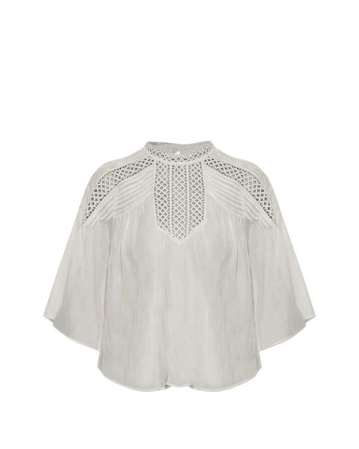 Isabel Marant White Crochet-Knit Pintuck Top