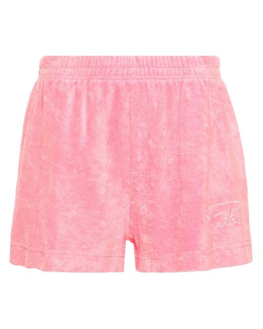 Patou Pink Logo-embroidered Terry Shorts