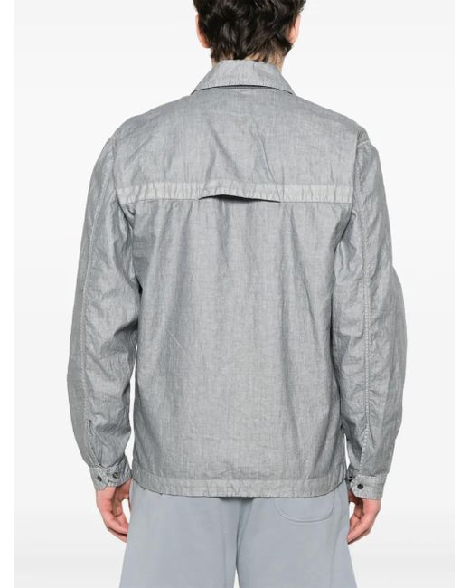 C P Company Gray Embroidered-Logo Jacket for men
