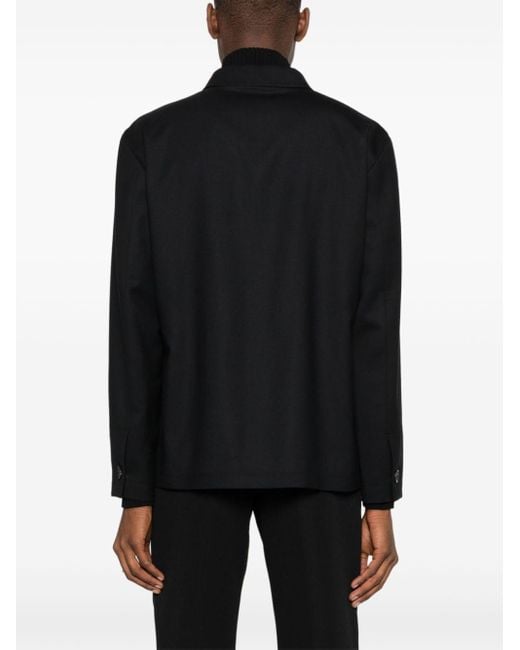 Lardini Overhemd Met Klepzakken Van Wolblend in het Black voor heren