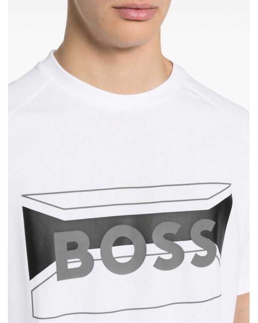 Boss White Logo-print T-shirt for men