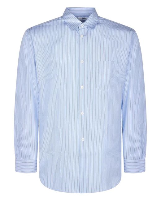 Comme des Garçons Blue Chest-Pocket Striped Shirt for men
