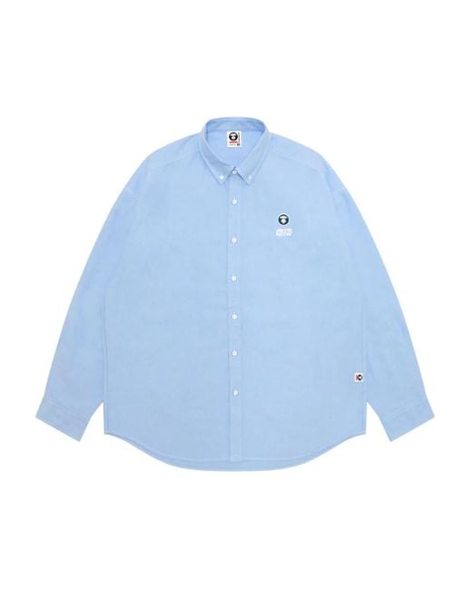 Aape By A Bathing Ape Blue Logo-Embroidery Shirt for men