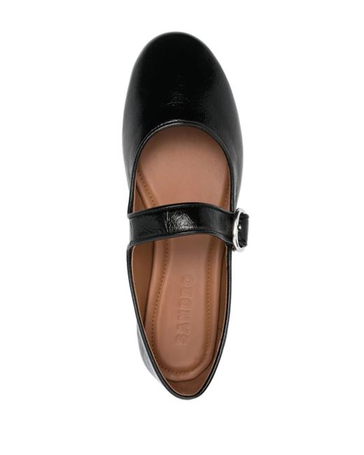 Sandro Black Leather Ballet Flats