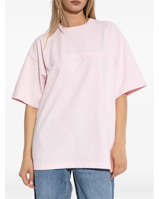Alexander Wang Pink Logo-Print T-Shirt