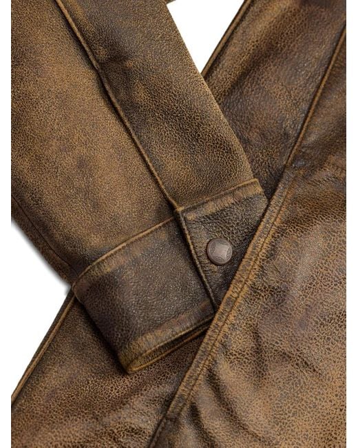 RRL Brown Patch-Pocket Leather Shirt for men