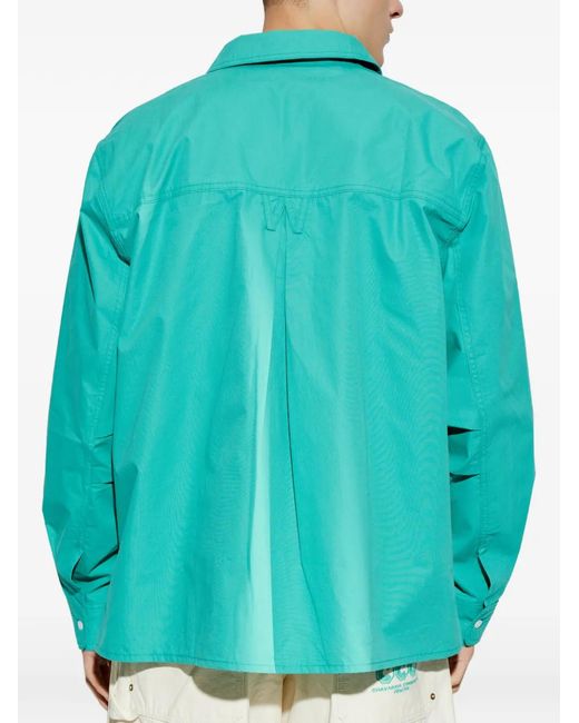 Willy Chavarria Blue Front-Pocket Logo Shirt for men