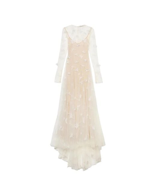 Blumarine White Butterfly-Appliqué Maxi Dress