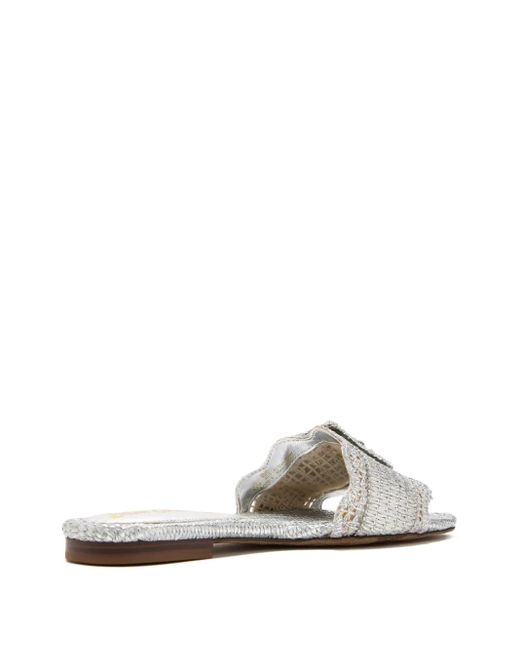 Sam Edelman White Bambi Buckle-Embellished Woven Sandals
