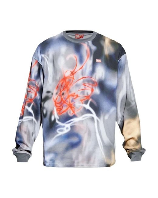 DIESEL T-Boxt-Ls-V4 Long Sleeve Graphic T-Shirt in Blue for Men