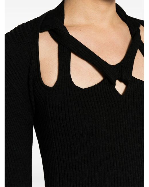 Isabel Marant Black Ribbed-knit Cut-out Top - Women's - Merino/polyester/polyamide/elastane